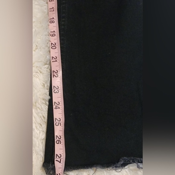 H&M &DENIM Black Stretch High-rise Flare Leg Raw hem Denim Jean Sz. 30x27 1/2 ** - Picture 2 of 7
